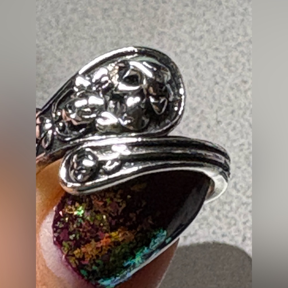 SKULL-gothic punk Silver Adjustable Ring with Engraved Design